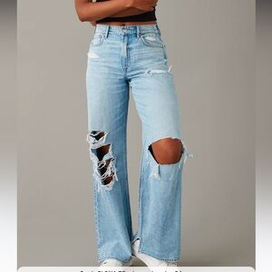 LNWOT AE Dreamy Drape Super High-Waisted Baggy Wide-Leg Jean 8R